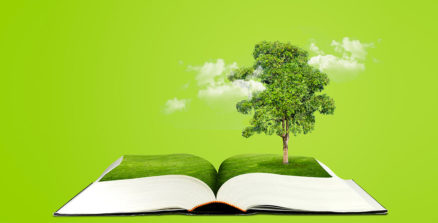 tree rising from a book