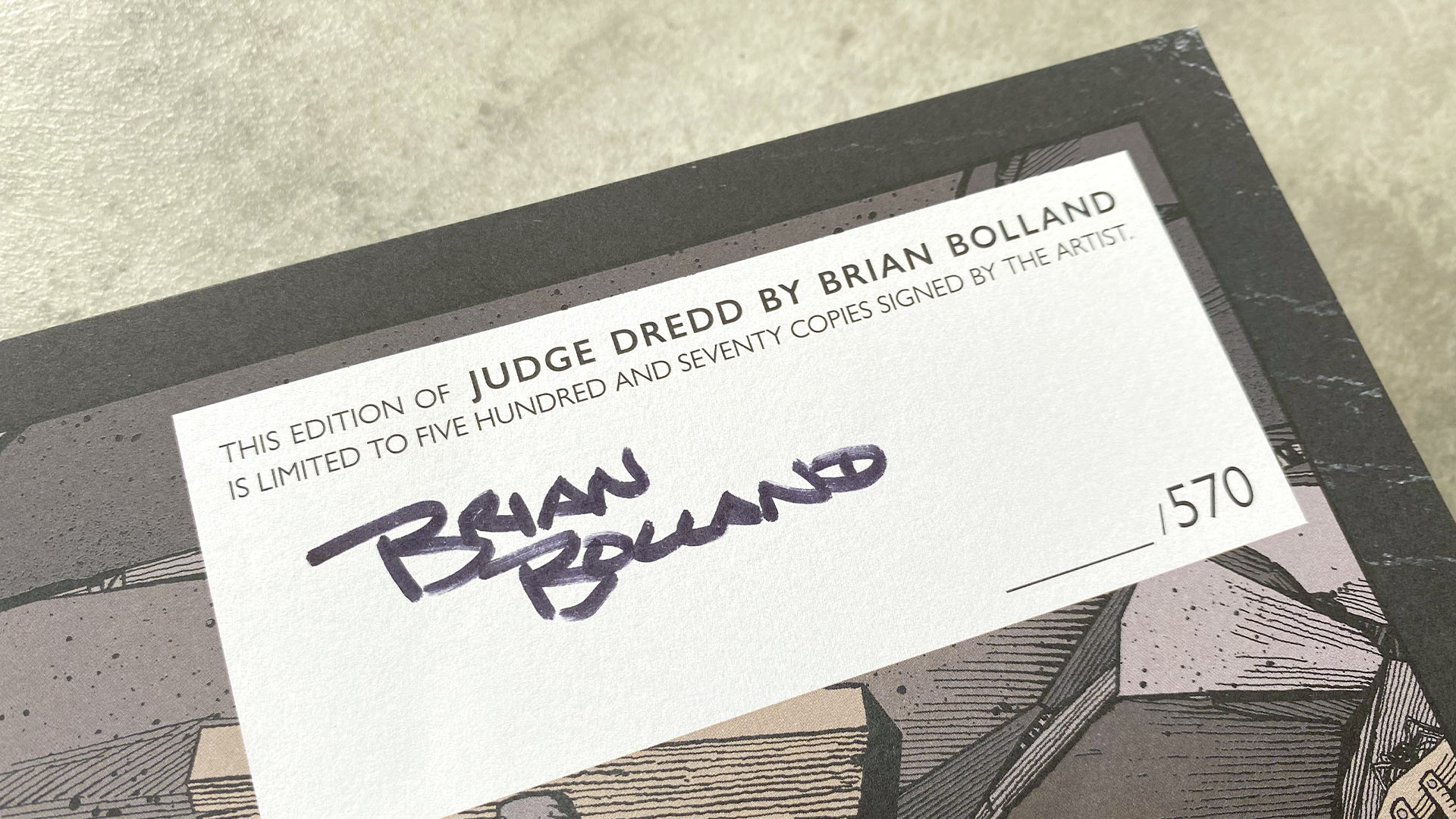 handbound and hand signed tip in sheet by brian bolland judge dredd